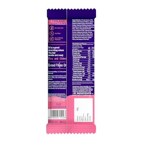 Image of Yogabar Apricot Fig Breakfast Protein Bar With Oats, Millets, Quinoa & Almond | 8 g Protein & 10 g Whole GrainS 50gm