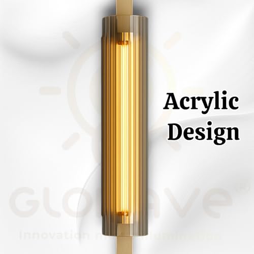 Image of Glowave Golden Acrylic Light Long Cylindrical Wall Lamp Light for Living Room Bedroom Bedside - Tricolour (White, Warm White, Natural White) (552-GD)