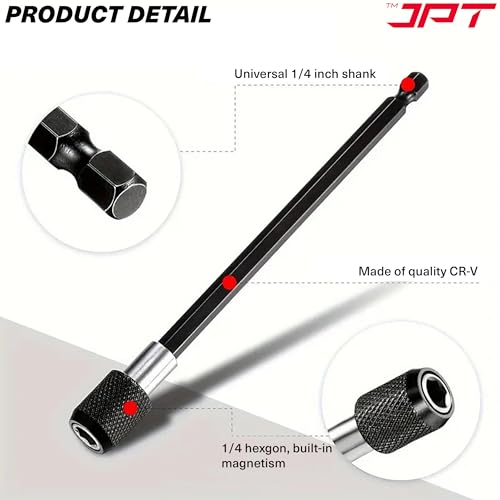 Image of JPT 1 /4 inch Hex Shank Magnetic Bit Holder | Quick Release Screwdriver Extension Bar | 150mm Long Drill Bit Holder with Adjustable Collar for Impact Driver & Electric Drill