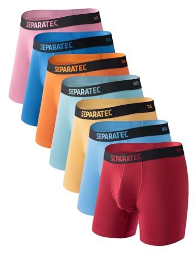 Separatec Dual Pouch Mens Underwear Breathable Cooling Rayon Made from Bamboo Underwear Men, Boxer Briefs and Trunks 7 Pack
