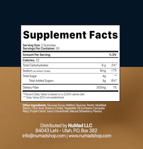 NUMAD Gummies Fiber Aids Digestion, Healthy Bowel Movements 60 Gummies Digestive Health, Supports Regularity Healthy Digestion Natural Strawberry Flavour - Image 3