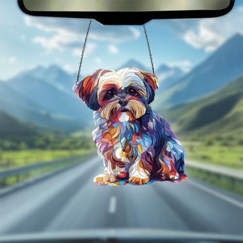 Image of Shih Tzu Acrylic Ornament Gift for Dog Lovers Christmas Car Hanging Decor