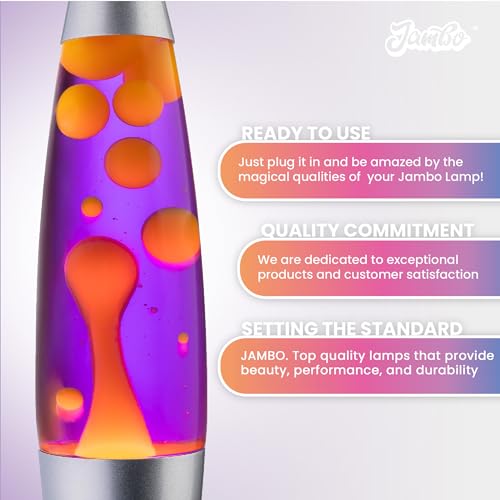 Image of JAMBO Upgraded Motion Lamp - 16 inch Purple Liquid, Yellow Wax - USB Ports, Timer - Night Light for Adults, Teens, Kids - Bedroom, Living Room, Office Decor Lamp