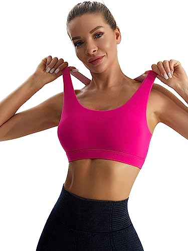 Image of RUNNING GIRL Sports Bra for Women,High Impact Large Bust Padded Sports Bra Fitness Workout Running Yoga Tank Tops(WX2827 Bright Pink 3XL)