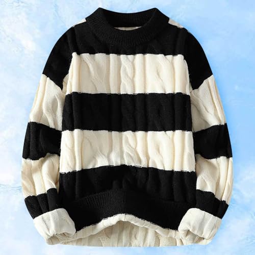 Pull en tricot surdimensionné pour homme pull d'hiver épais rétro pull pour couples vintage Y2K - 2