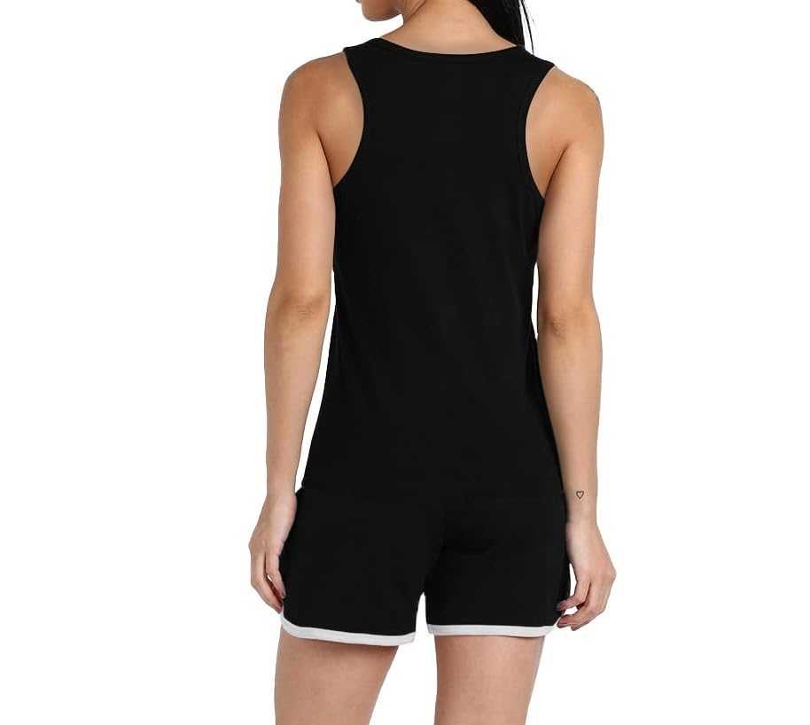 Image of Women's Sleeveless Cotton Workout Outfits High Waist Running Shorts, Gym, Yoga Sports Printed Tank Top & Shorts Sets L251