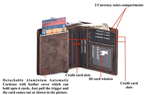 HIDE & SKIN Manchester Genuine Leather Wallet with Detachable Card Case for Men, RAKHI-TAN TAM, Minimalist4