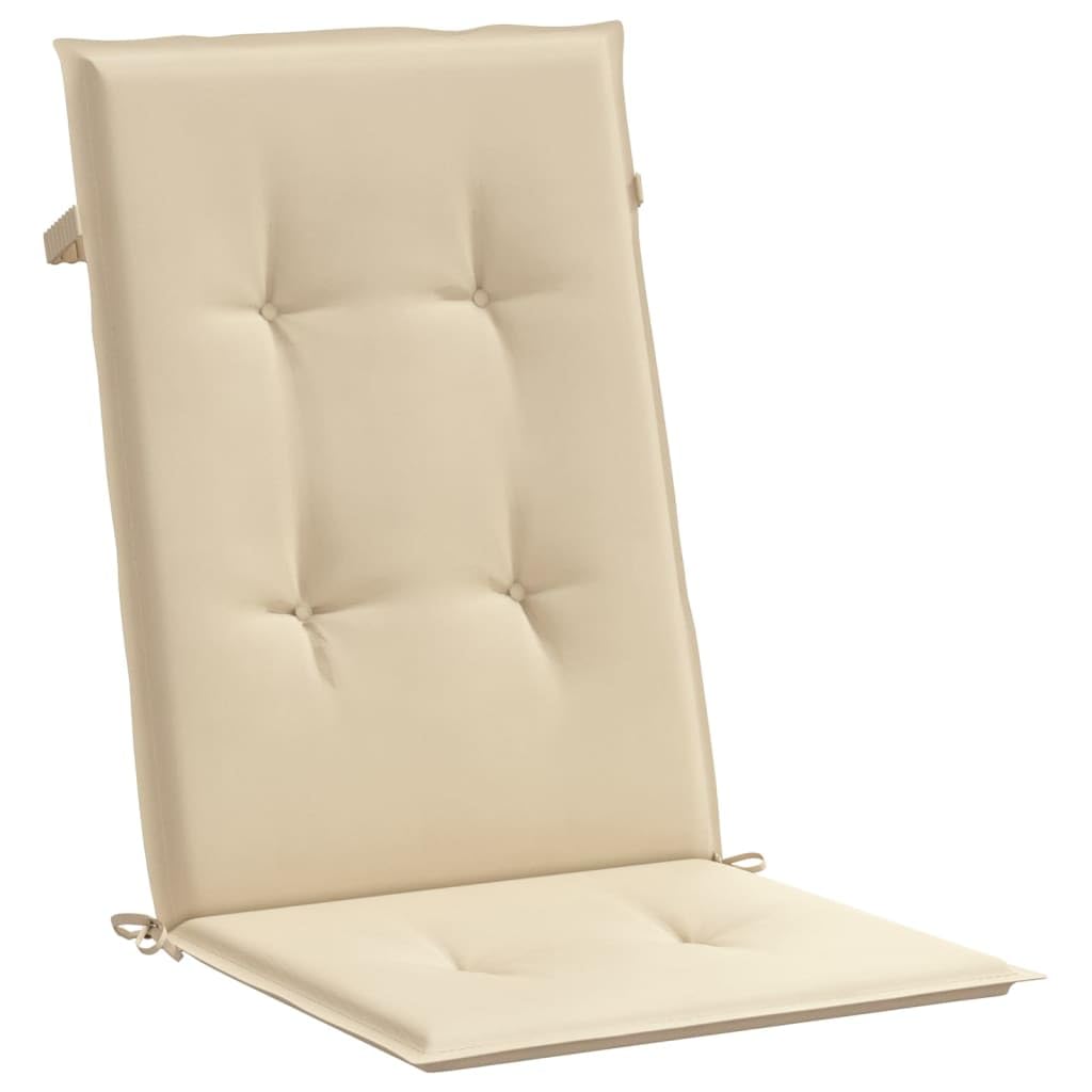 4er Set Gartenstuhlauflagen für Hochlehner Beige 120 x 50 cm, Bequeme Hochlehner-Auflagen mit Schaumstoff-Füllung, Stuhlkissen für Gartenstühle und Hochlehner-Stühle
