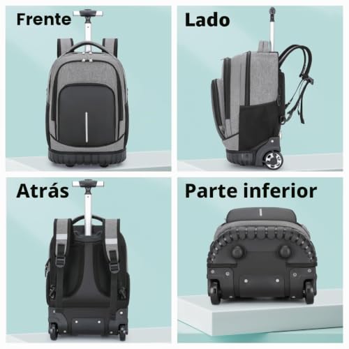 Mochila con ruedas unisex en color negro para ordenador portatil y viaje 7