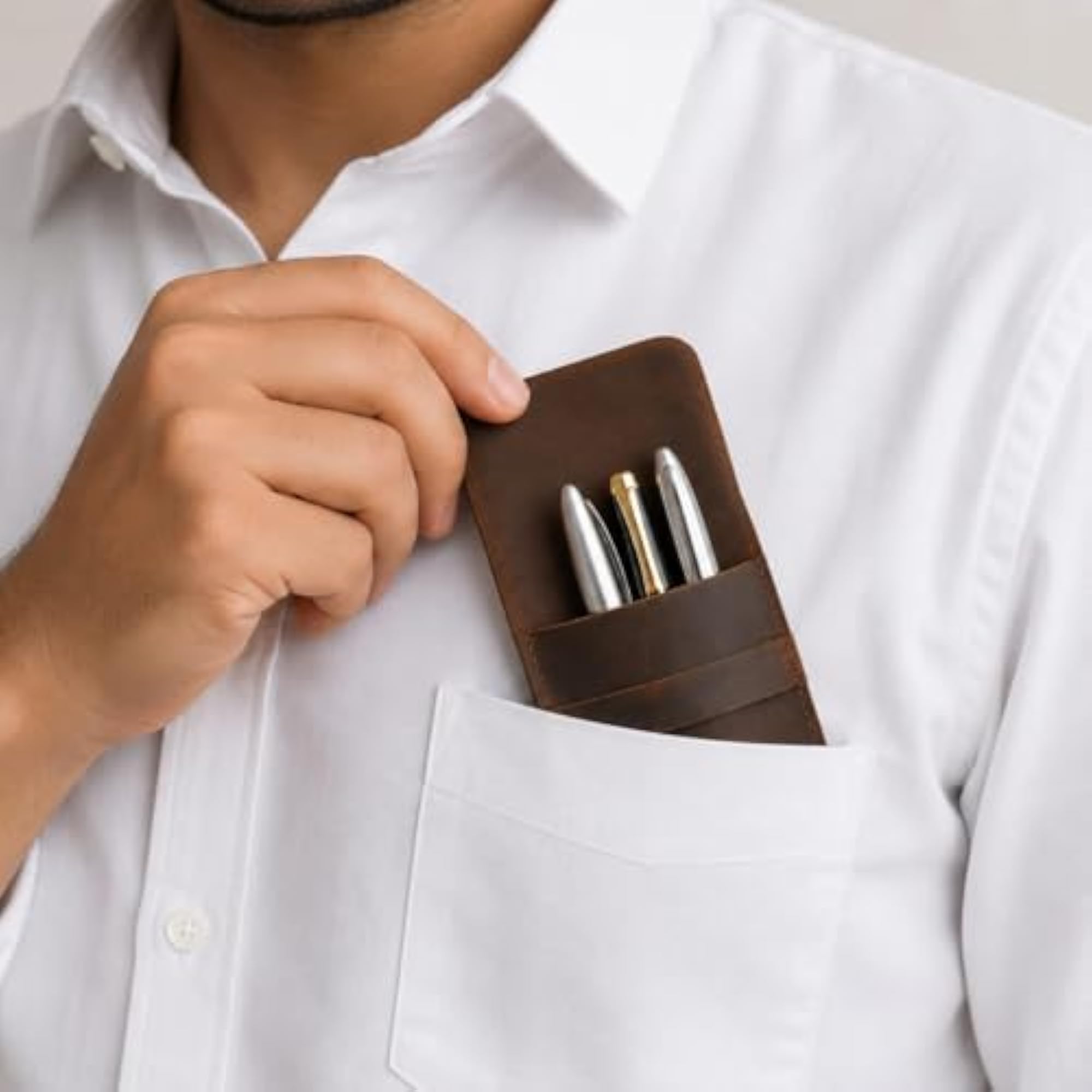 Vintage Leather Pen Case for Fountain and Ballpoint Pens