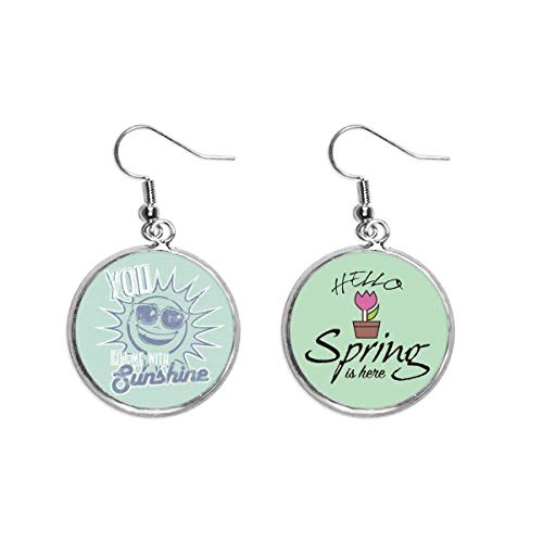 Pendientes de primavera con sol azul de cristal colgante y diseño tiempo