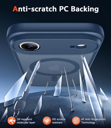 Image of FNTCASE for iPhone Air Case Matte: Magnetic Phone Cases with Screen Protector Drop Proof Compatible with Magsafe Slim Anti Yellowing Rugged Shockproof Protective Translucent Cell Cover (C-Blue)
