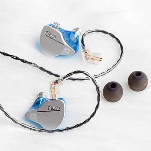 【2024新登場・音質重視モデル】H HIFIHEAR KBEAR Flash イヤモニ カナル型 イヤホン 有線 ゲームイヤホン 中華イヤホン 1BA+1DD 耳掛け ゲーミングイヤホン イアフォン 合金製カバー 重低音 ノイズキャンセリング リケーブル可能 在宅勤務/配信/通勤/通学/スポ一ツ/音楽モニター用(ブルー・マイクなし)