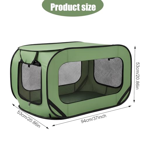 94*53*53cm Hundetransportbox Faltbar Pop-Up-Transportbox Hund Katze Stabile Transportbox Oxford Stoff Hundebox Auto Hundetasche Tragbarer Hunde Transportboxen für Katzen & Hunde bis 29.5 kg (Grün)