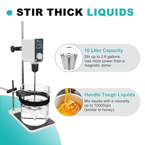 Joanlab JLOS-15S-SET Overhead Stirrer Set 20L 20000 Mpas Digital Overhead Mixer Lab Stirrer W/Stirring Rods 100-1500Rpm Timing 1Min-24H thumb #4