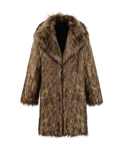 Image of UMREN Mens Warm Leopard Faux Fur Coats Jacket Long Luxury Overwear Parka Cardigans