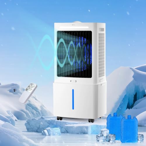 Climatizador 800 m³/h portátil con temporizador 12h y tres niveles de ventilación integrados