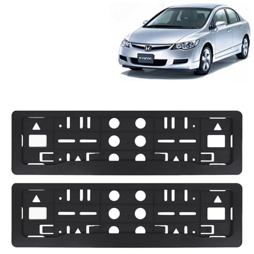 Image of KINGSWAY Civic Car Number Plate Frames for All 2006 to 2015 Models of Honda Car Registration Plate Holders, Black Licence Plate Covers (Front and Rear), Universal Size 51.5 x 14.5 cm
