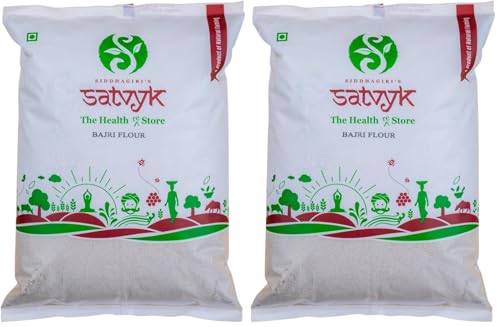 Image of S Siddhagiri's SATVYK THE HEALTH re STORE Organic Desi Bajri /Bajra Flour (1kg) (Pack of 2)