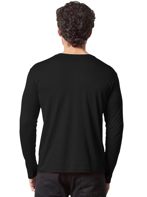Image of LAZYCHUNKS Regular Fit Solid Super Combed Cotton Rich Henley Neck Full Sleeve Men's T-Shirt