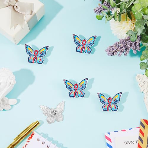 Image of Inbagi 50 Pcs Butterfly Autism Awareness Pins Bulk Autism Lapel Pins Inspiring Brooch Accessories for Clothing, Shirts, Jackets, Backpacks