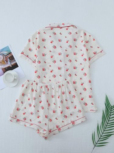 Image of Verdusa Pajamas For Women Set 2 Piece Summer Pajama Sets Cute Pjs Lounge Matching Button Shirt with Shorts