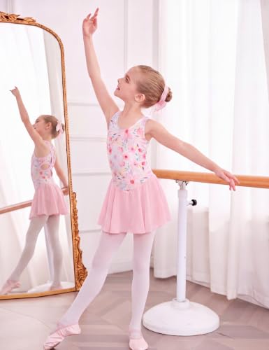 Image of Arshiner Kid Girls Hollow Back Ballet Leotard with Skirt Sleeveless Dance Dresses