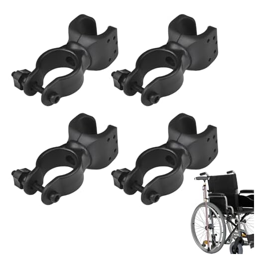 Pack of 4 Holders for Walking Sticks, Stick Holder for Walker, Multi-Purpose Crutch Holder, Walking Stick Stand, 360 Degree Rotation Crutch Holder, Wheelchair Stick Holder for Drive Rollator, Mobility