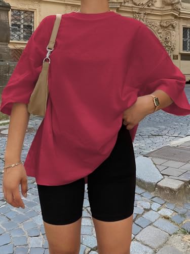 Image of Trendy Queen Womens Oversized T-Shirts Short Sleeves Workout Tops | Casual Summer Gym Tees Plus Size Fashion Clothes 2026