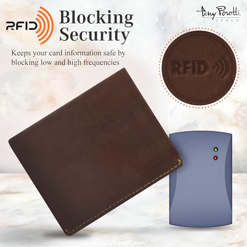 Tony Perotti Men's Italian Leather Bifold Wallet With Card Holders, Pockets - Slim RFID With Quick Card Pull Tab - Eco-Friendly Tanned Full Grain3