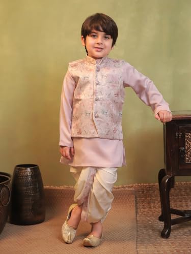 Image of AJ DEZINES Kids Ethnic Wear Kurta Waistcoat and Dhoti Pant for Boys