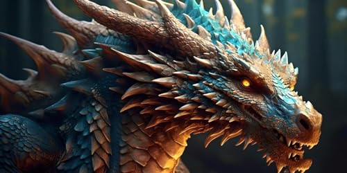 Peinture diamant dragon 220x100cm : kit broderie diamant grand format pour adulte