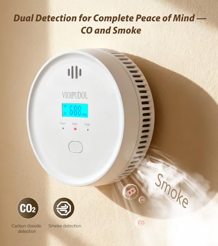 Image of Smoke and Carbon Monoxide Detector with Digital Display, 10-Year Lifespan with Replaceable Lithium Battery, Photoelectric Fire Alarm and Electrochemical CO Alarm with Test /Silence Button, 6 Pack