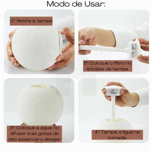 Difusor De Aromas Lua 1500ML Umidificador De Ar 16 Cores RGB Luminaria Com Difusor De Aromas Bivolt