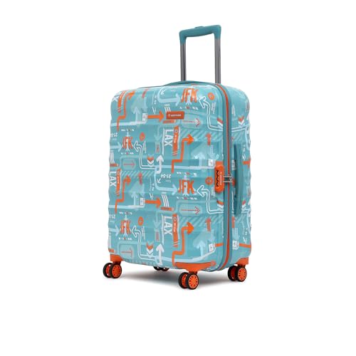 uppercase JFK 6200EHT1 (Medium)65cm Hardsided Check-in Trolley Bag for travel, Sustainable Eco Polycarbonate Printed Luggage, 8 Wheel Trolley Bag, Suitcase for Men &Women (Teal Blue)2000 Days Warranty