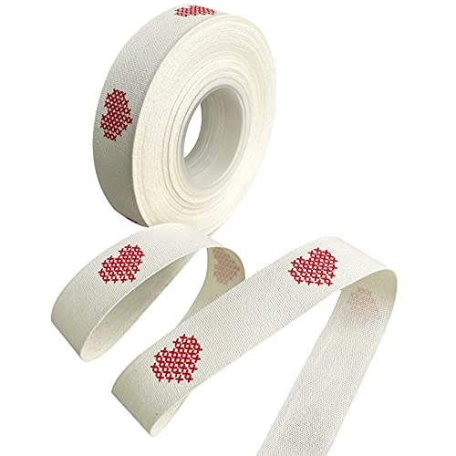 LXKBD Natürliches Baumwollband mit Aufdruck "Rotes Herzmuster" Cover