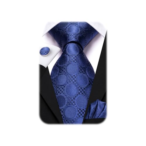 Image of Dubulle Mens Paisley Striped Tie Woven Necktie for Men and Handkerchief Cufflinks Set Wedding Formal Business