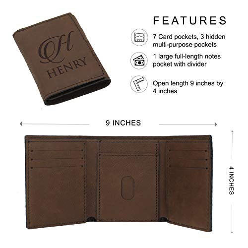 Custom Personalized Trifold Wallet for Men, Him, Husband, Groomsmen (Brown)2
