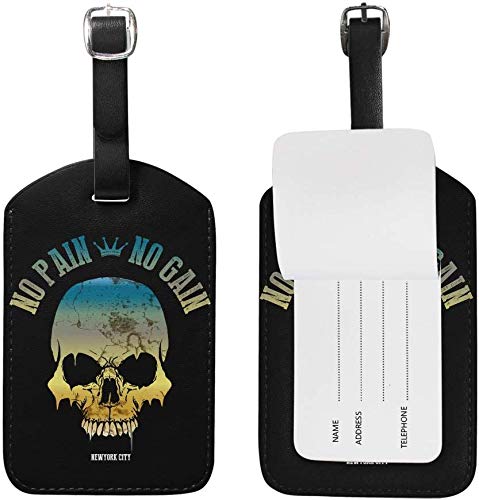 Preisvergleich Produktbild Farbverlauf Schädel mit Zitat Leder Reisegepäckanhänger lustige Pu-Tasche Kofferetiketten mit Gurt Kabel Ausweis