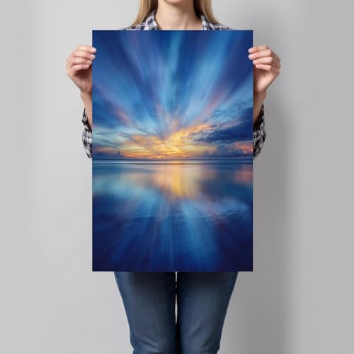 GDJSMIN Tramonto Sul Mare Poster E Stampe Dipinti Su Tela Di Grandi Dimensioni Paesaggio Marino Realistico Wall Art For Living Room Decor 40×60 Cm Senza Cornice