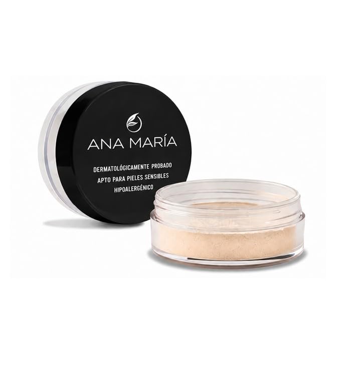 Ana María Loose Facial Powder | Rice Powder & Aloe Vera | Matte Finish | Hypoallergenic | 18 g (Light Beige (Claro))