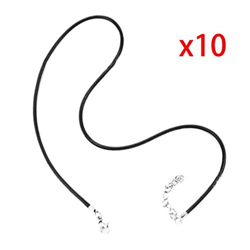 Bodbii 10pcs collar del corchete de la langosta de la joyería de la cuerda de la correa de la PU de cuero negro cuerda cuerda colgante Cordones