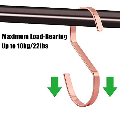Metluck 16-Pack 4 Inch Flat S Shape Hooks Heavy-Duty Chrome Finish Hanging S Hooks For Kitchenware, Pots, Utensils, Plants, Towels, Gardening Tools, Clothes (Rose Gold) #TOP3