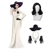 Alcina Lady Dimitrescu Cosplay Costumes Halloween Party Beige Long Dress Dimitrescu Necklace...