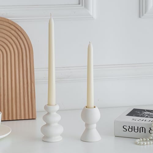VIRFONOR Taper Ceramic Candle Holders, Set of...