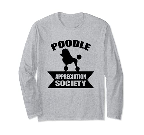 Poodle Dog Long Sleeve T-Shirt, Grey