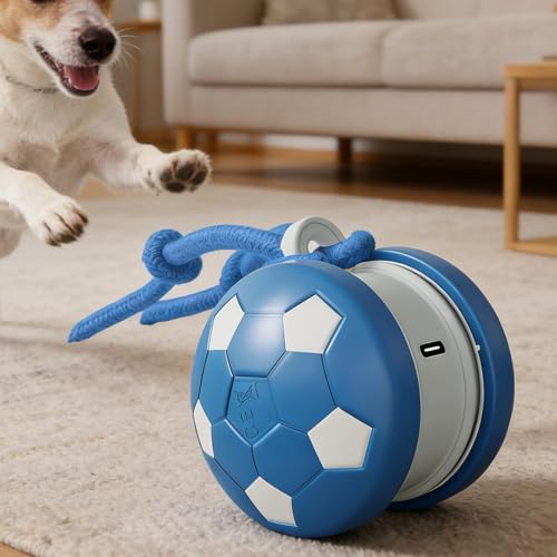 Balle de jouet automatique pour chats avec queue en corde rechargeable - 4