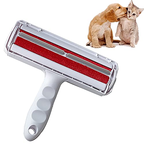 N-R Pet Hair Remover for Cat and Dog Lint Remover Reusable Lint Roller Dog Hair Removal Tool Chom Chom Roller Cat Hair Remover Pet Hair Roller Fur Remover (red)