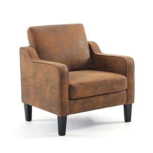 VINGLI Accent Chair for Living Room Chairs Rustic Reading Chair for Bedroom Scooped Arm Chair Mid Century Modern Accent Chairs Upholstered Comfy Chair for Apartment Waiting Room