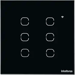 Interruptor Smart Wi-Fi Touch Compatível com Alexa 6 Teclas EWS 1006 Preto Intelbras